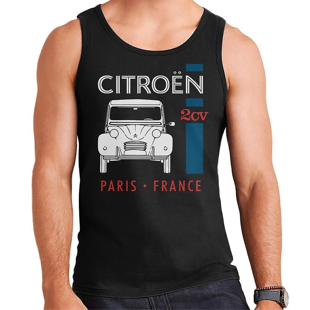 Citro�n Citroen White 2CV Paris France Single Stripe Men's Vest Black Large