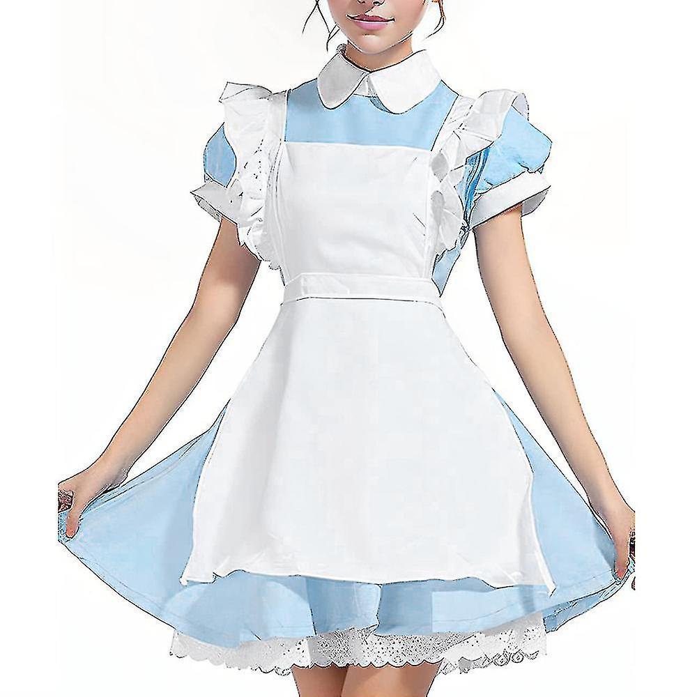 Generic Women Alice In Wonderland Costume Cosplay Costume Maid Dress Fairytale Dress Up With Headwear Outfits Set Gifts 2XL