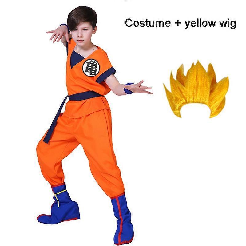 Hxetlv Halloween Adult Kids Son Goku Costume Anime Son Goku Cosplay Costume Superhero Uniform Wig Carnival Party Gift Children Dress Up Kid 140-XL ...