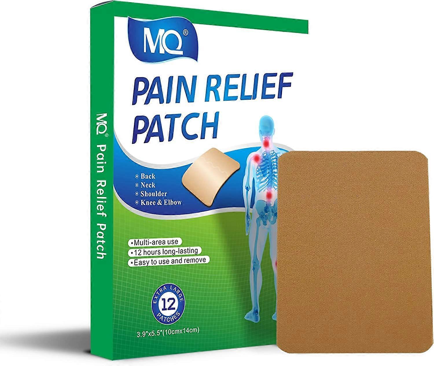 Kensty Pain Relief Patches, MQ 12 Pcs Pain Relief Plaster for Arthritis Back Shoulder Joint Knees Muscle Soreness Neck Pain , 3.9"x5.5"