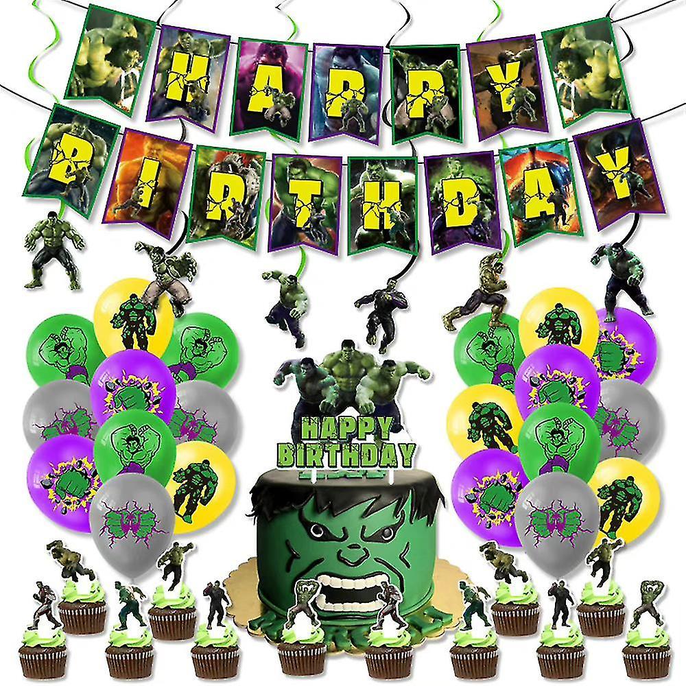 Tmall The Hulk Themed Party Banner Balloons Cake Topper Hanging Swirls Decoration Set