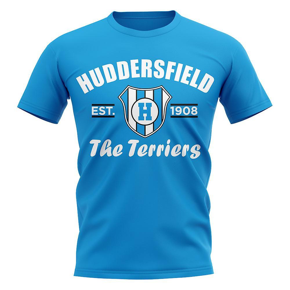 UKSoccerShop Huddersfield Established Football T-Shirt (Sky Blue) Medium (38-40 inch)