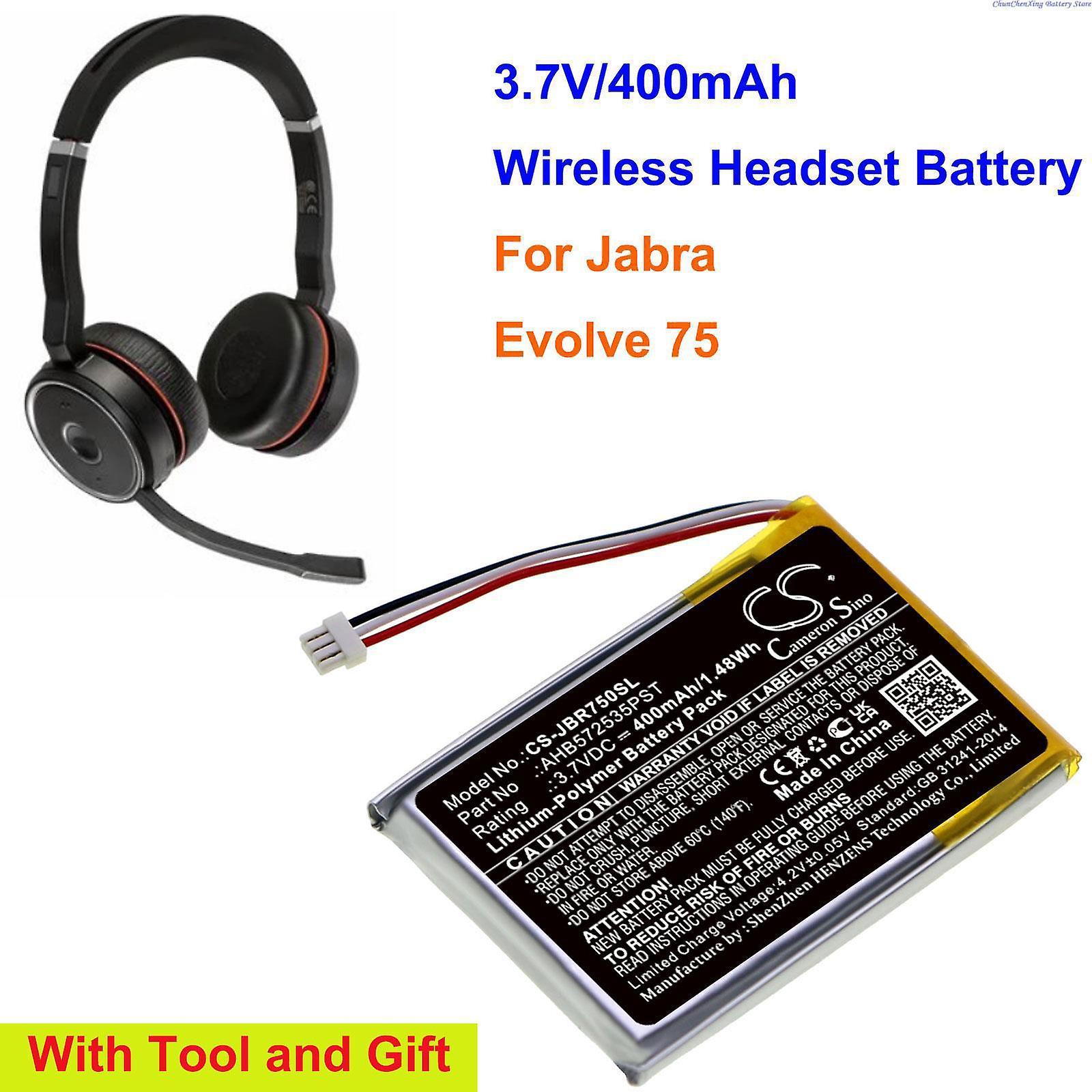 Dinoply CS 400mAh Wireless Headset Battery AHB572535PST for Jabra Evolve 75