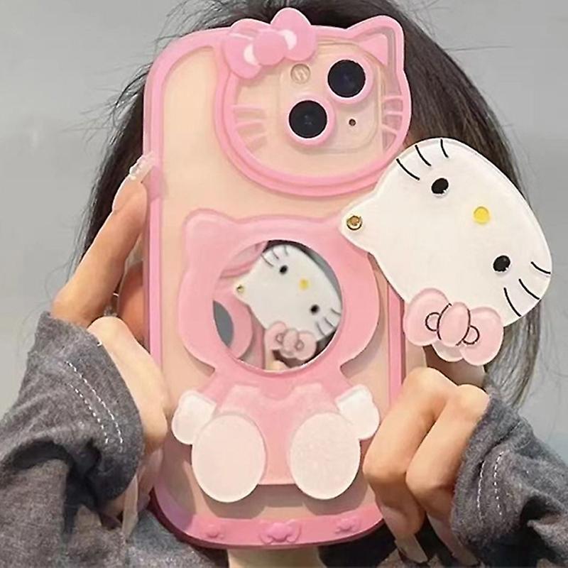 Aionyaaa Sanrio Hello Kitty Cases For Iphone 14 13 11 12 Pro Max Xs Xr 7 8 Plus Se2020 With Cosmetic Mirror Cartoon Transparent Cover Y2k With make...