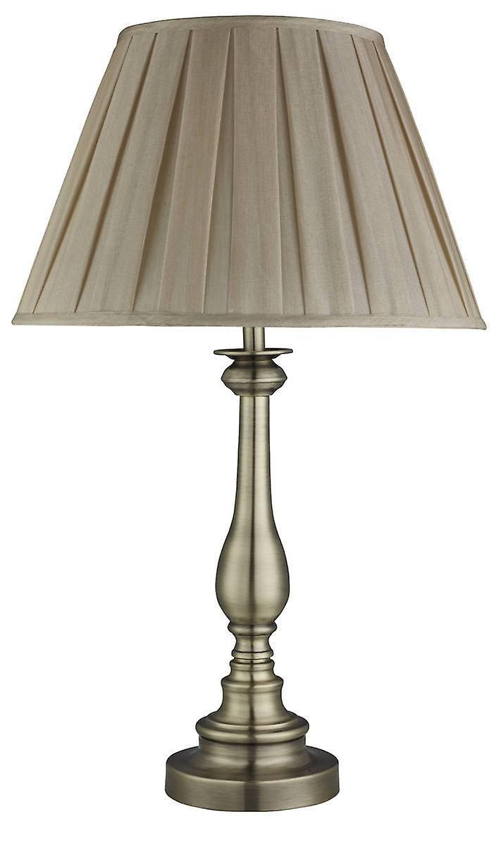 Searchlight Lighting Flemish 1 Light Table Lamp Antique Brass with Pleated Fabric Shade, E27