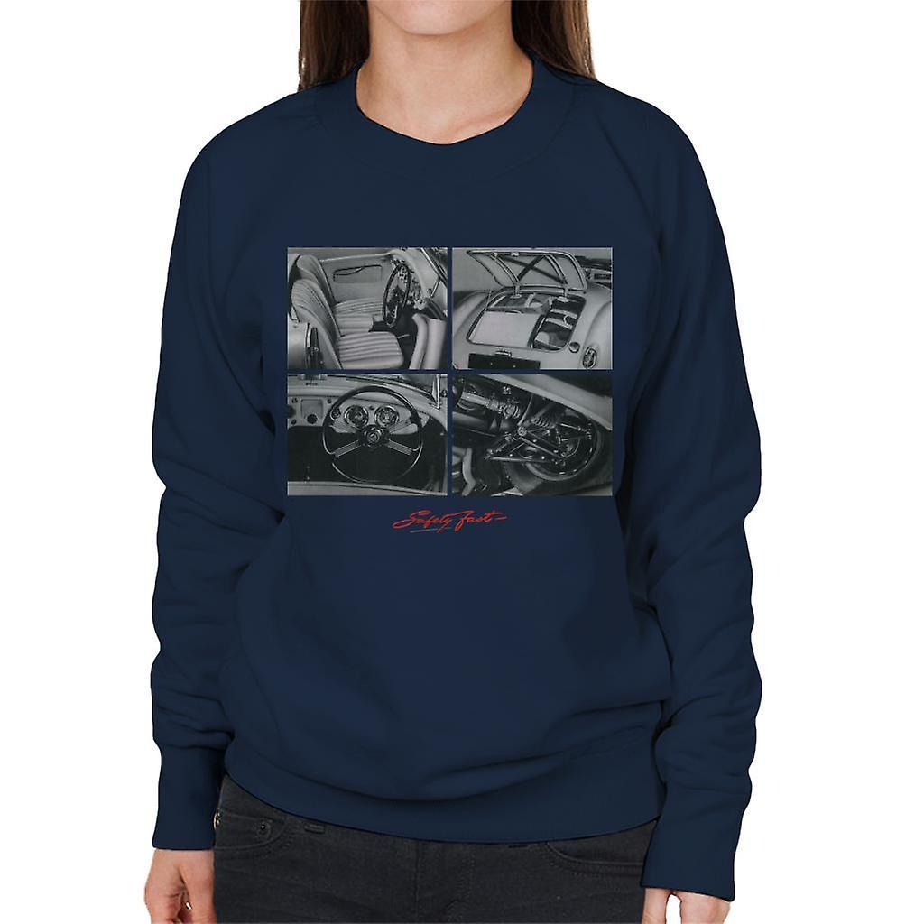 MG Safety Fast Montage British Motor Heritage Women's Sweatshirt Navy Blue Small