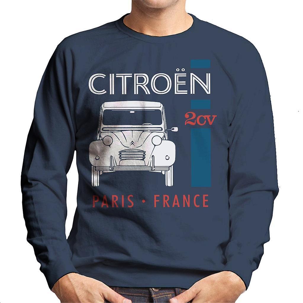 Citro�n Citroen White 2CV Paris France Single Stripe Men's Sweatshirt Navy Blue XX-Large