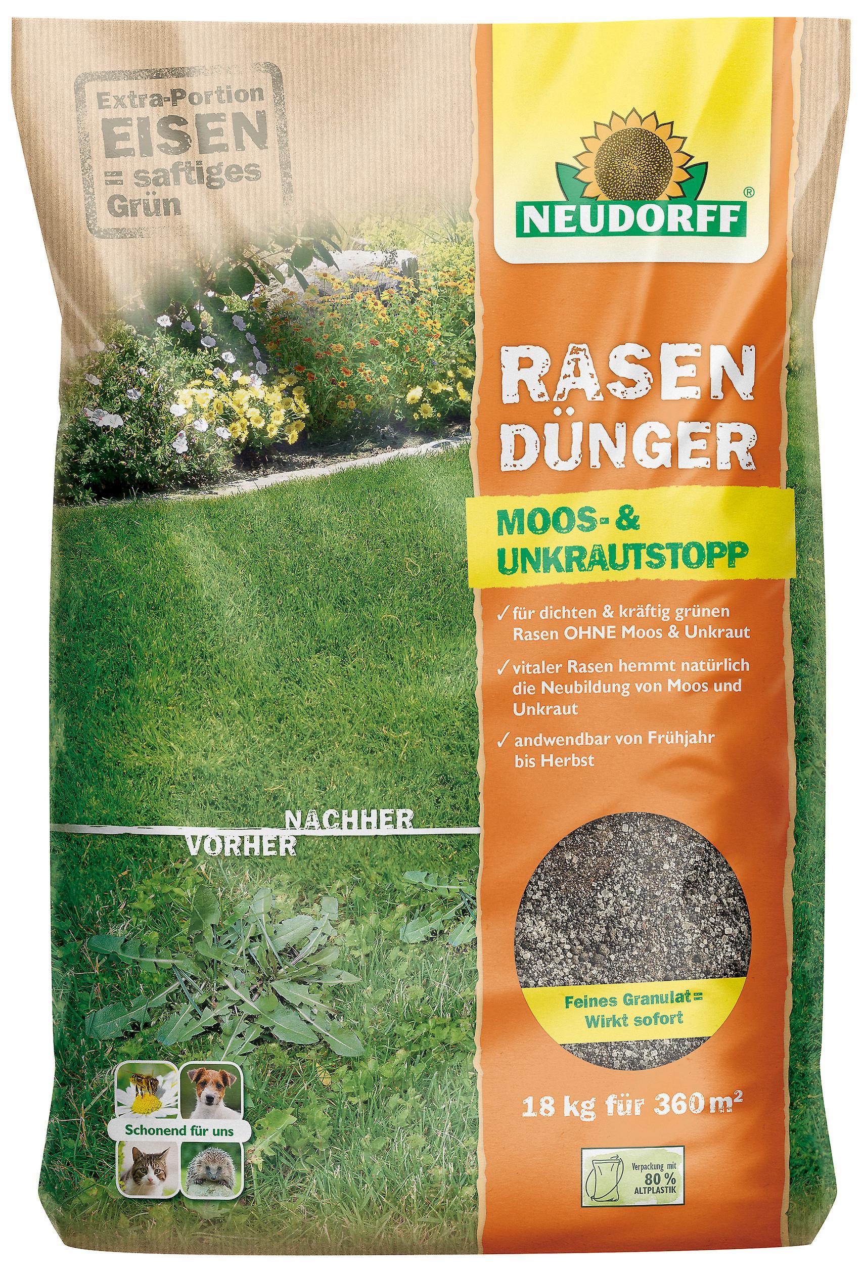 NEUDORFF Lawn Fertilizer Moss & Weed Stop, 18 kg