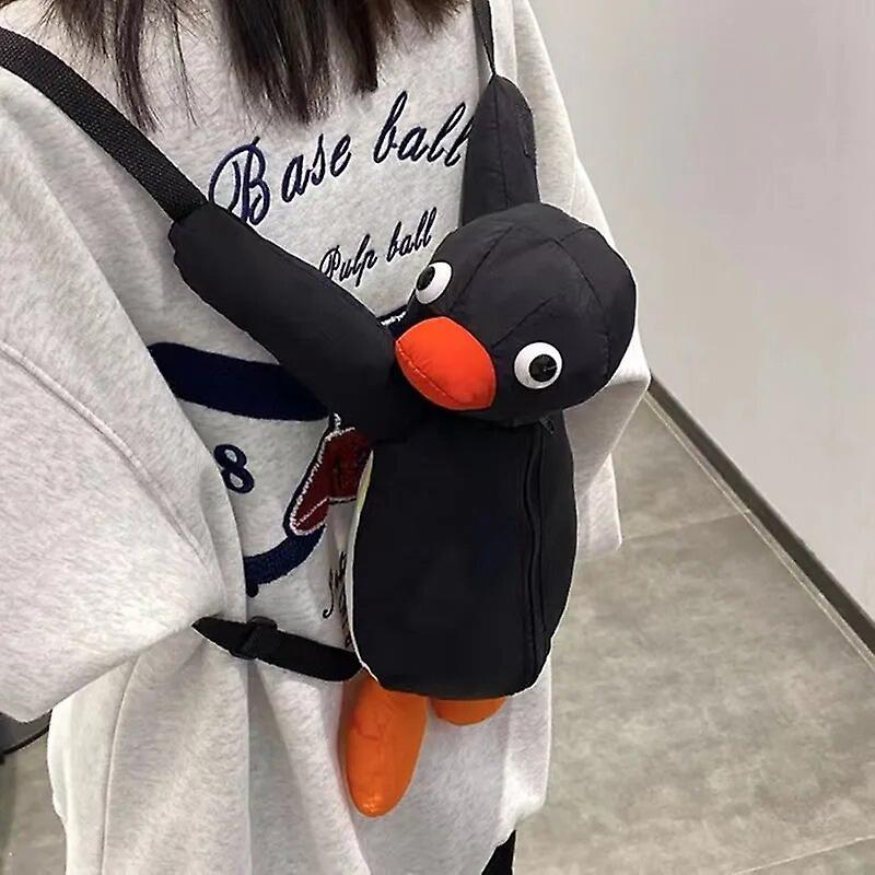 Ninesun 38cm Penguin Plush Backpack Cartoon Cute Penguin Plush Toy Soft Stuffed Animal Shoulder Bag For Kids Girls Birthday Best Gifts