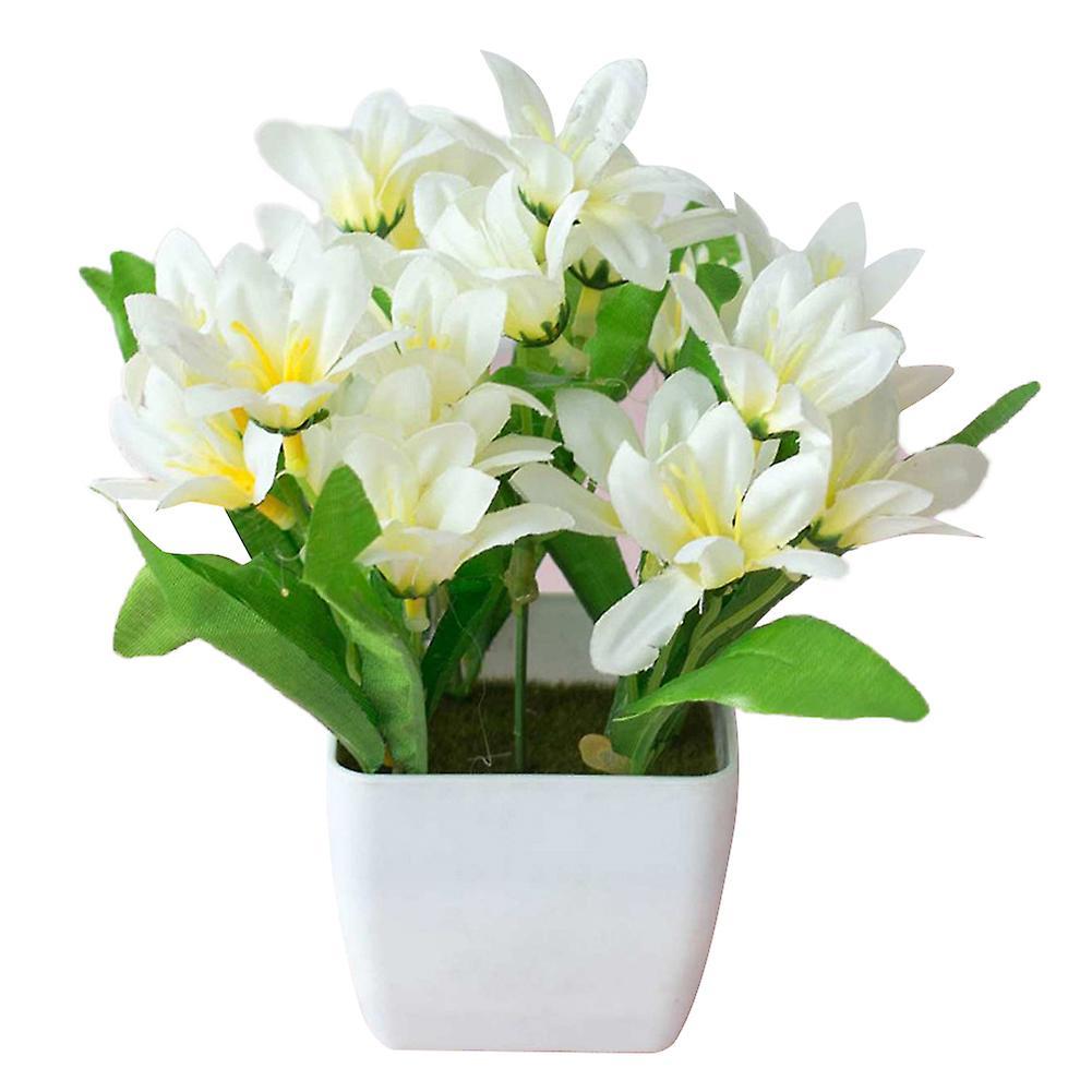 Wilitto Artificial Lily Flower Plant Home Garden Office Cafe Wedding Party Bonsai Decor White