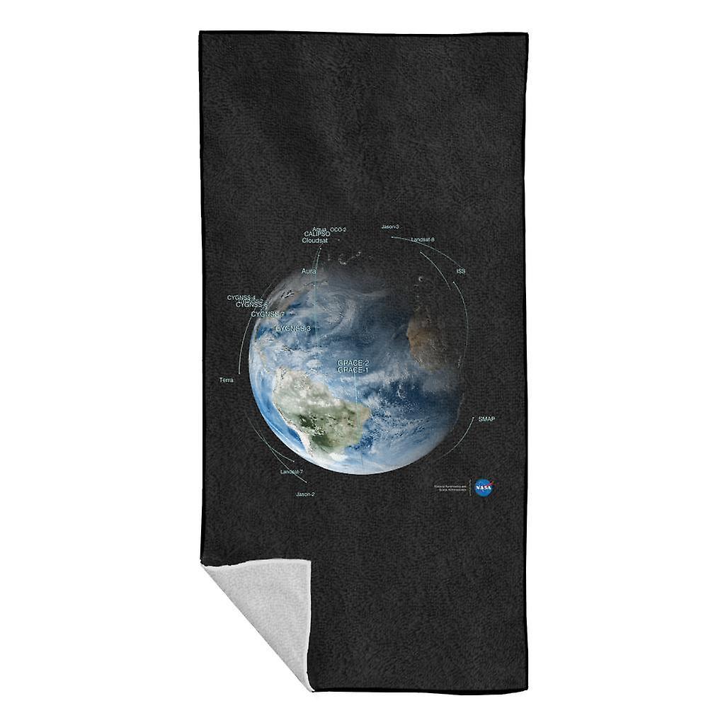 NASA Satellite Orbit Paths Beach Towel Black 70 x 140cm