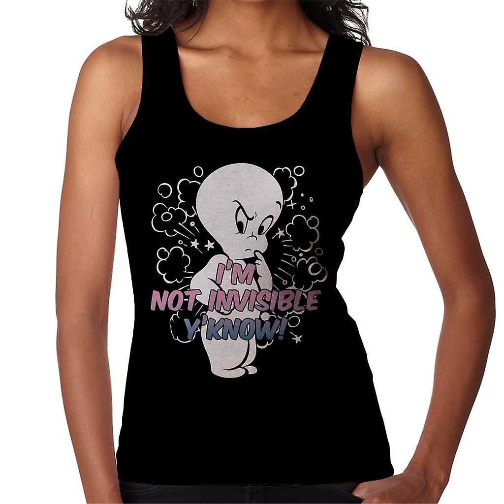 Casper The Friendly Ghost Cross I'm Not Invisible Y'Know Women's Vest Black X-Large