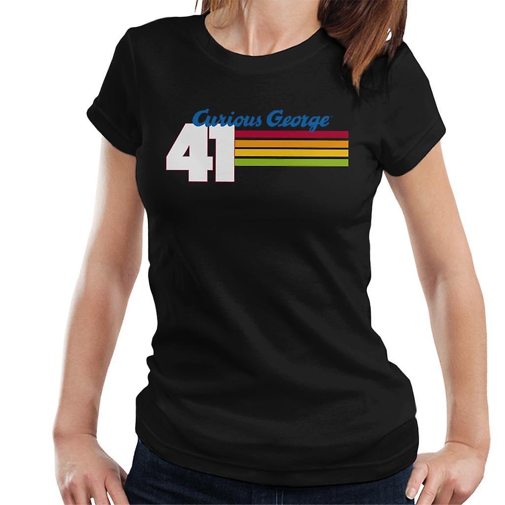 Curious George 41 Race Stripes Women's T-Shirt Black Medium