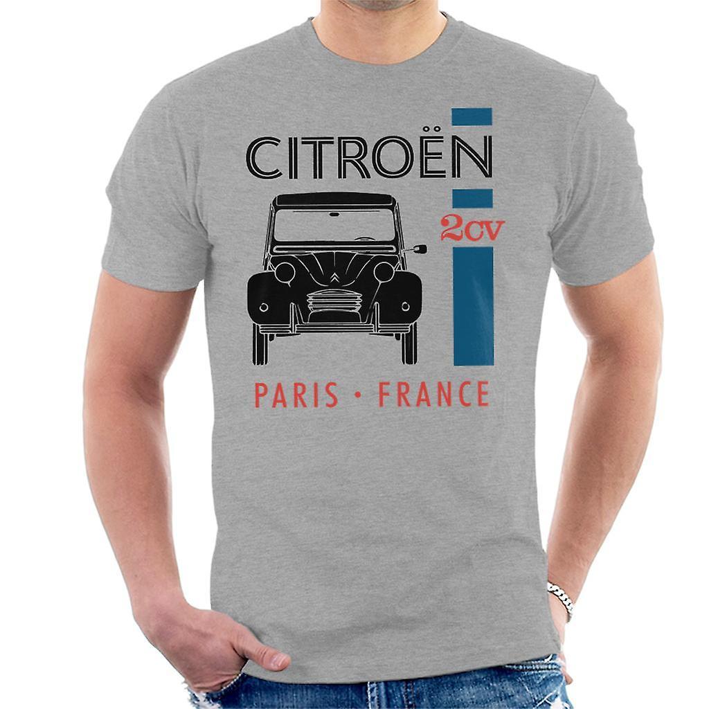 Citro�n Citroen Black 2CV Paris France Single Stripe Men's T-Shirt Heather Grey XX-Large