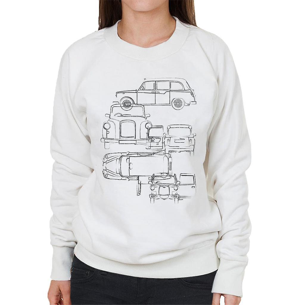 London Taxi Company Light Blueprint Women's Sweatshirt White Large