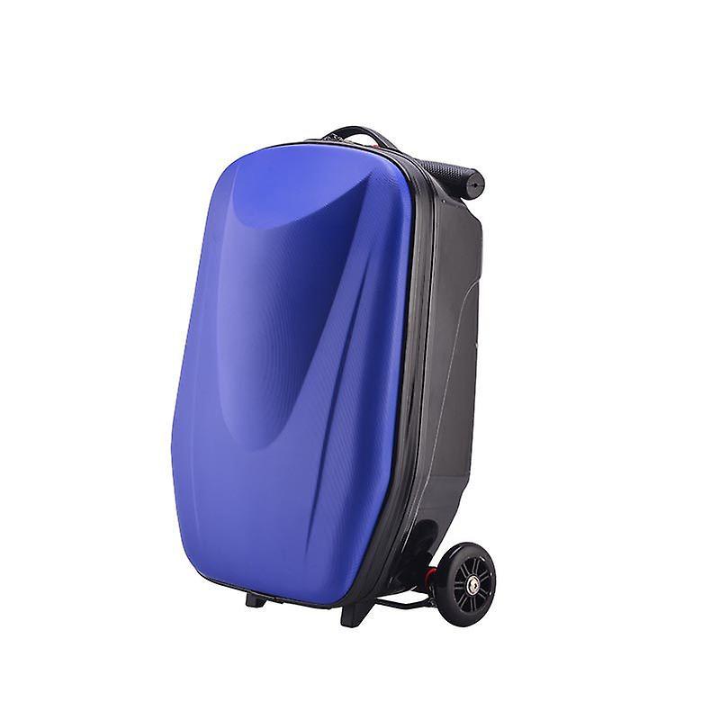 Redkid 21inch Carry On Luggage With Skateboard Lazy Pc Rolling Luggage Case Trolley Suitcase Bag Lightweight Scooter Trolley Box Wheels Blue 20 inch