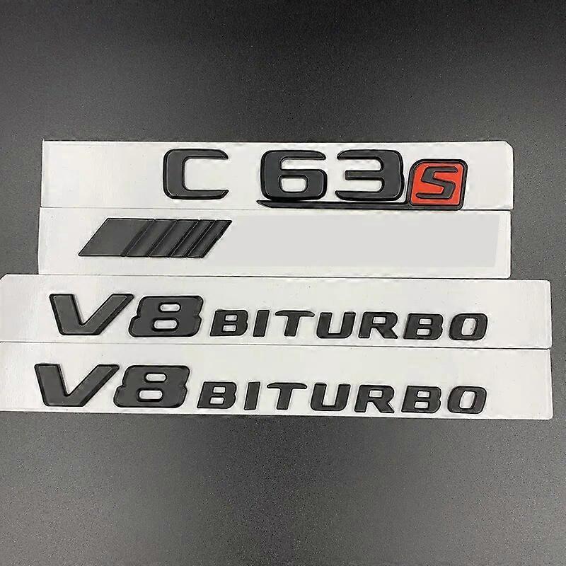 Hikig 3D ABS Black Car Rear Trunk Badge Sticker Fender Side Emblem C63S V8 Biturbo Logo For Mercedes C63 AMG W205 W204 Accessories W205 Coupe 100mm...