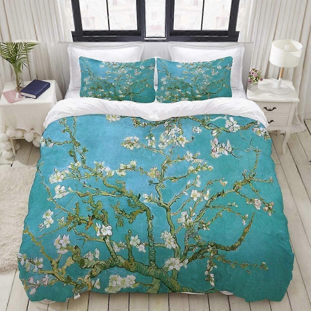 Kerota Bedding Set Duvet Covercm Almond Blossom Van Gogh Ultra Soft Microfiber Bedding Set for Adults Teens Children 135*200 CM Single135x200cm