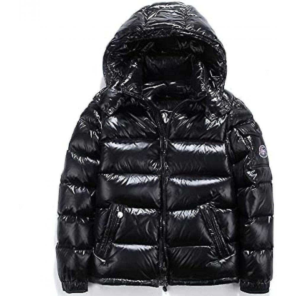 Suren Shiny Down Jacket Men's Winter Jacket Stand Collar Down Jacket With Hood Black M