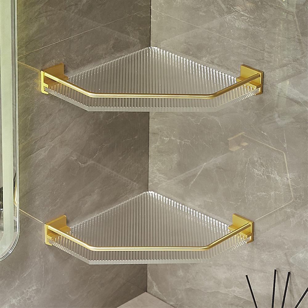 Living And Home Gold Acrylic Bathroom Corner Shelf Shower Organiser