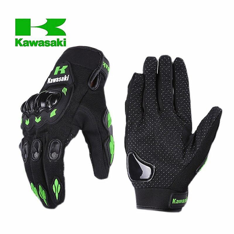 Kawasaki Motorcycle Gloves Breathable Full Finger Racing Gloves Outdoor Sports Protection Riding Cross Dirt Bike Gloves  Motorcycle Gloves green XL