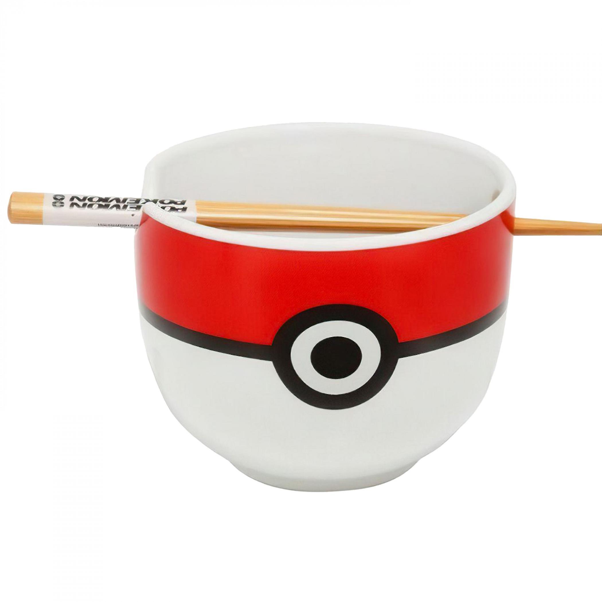 Video Games Pokemon Pokeball Ramen Bowl with Chopsticks Multi-Color