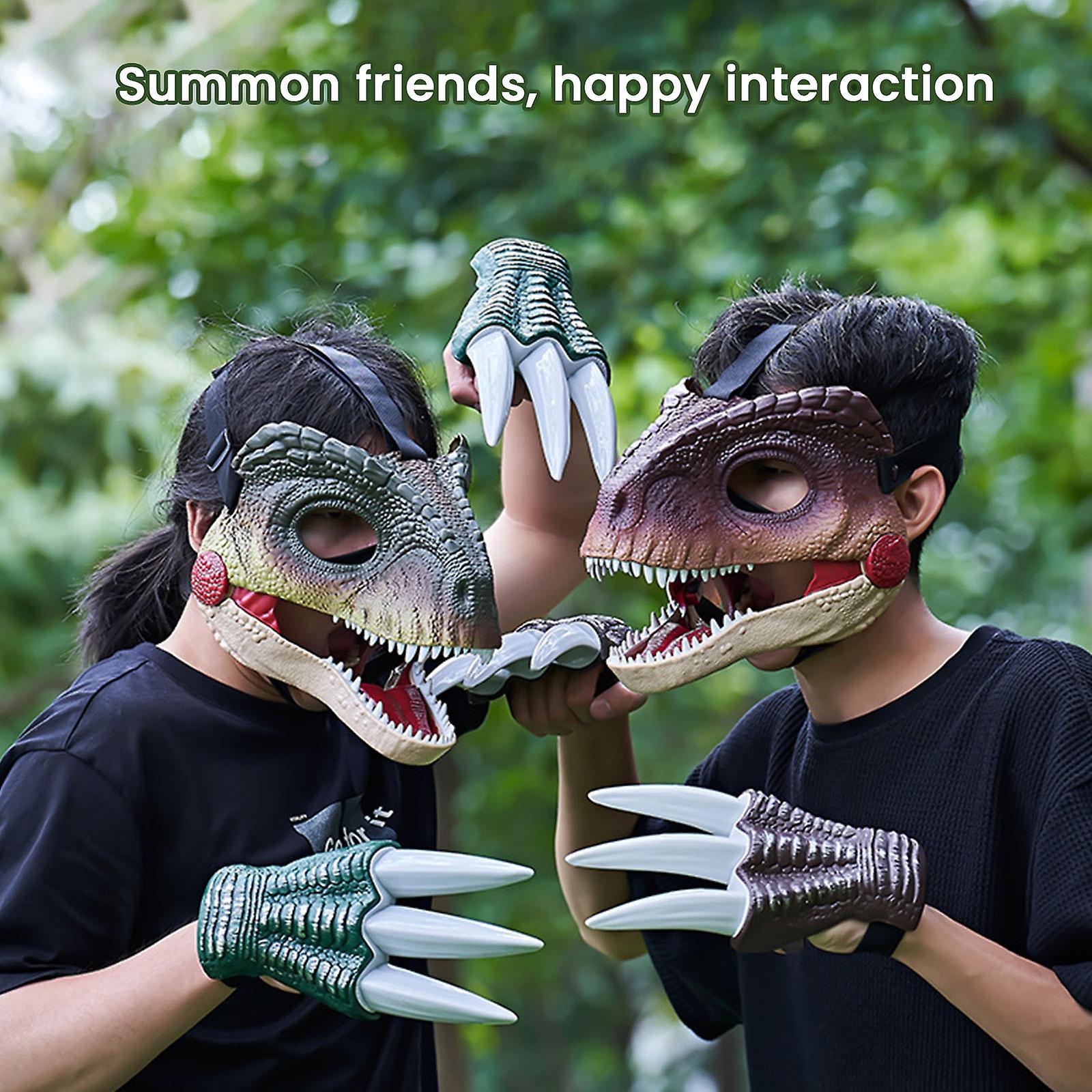 Longzhen Dinosaur Mask, Dino Mask Moving Jaw Mask, Eye-catching Dinosaur Mask with Sound Effects, Dinosaur Head Face Mask Party Cosplay Props Purpl...