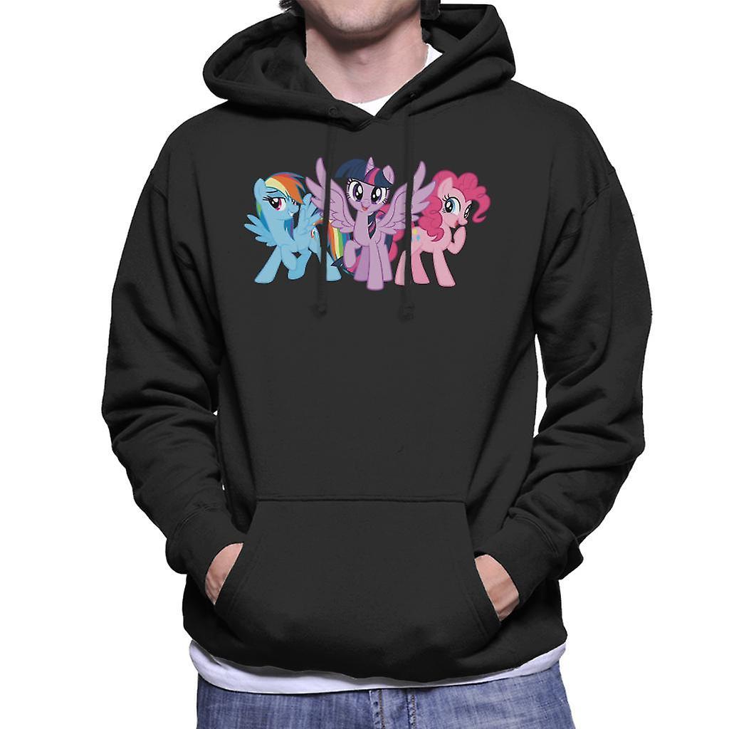 My Little Pony Main Characters Giggling Men's Hooded Sweatshirt Black Medium