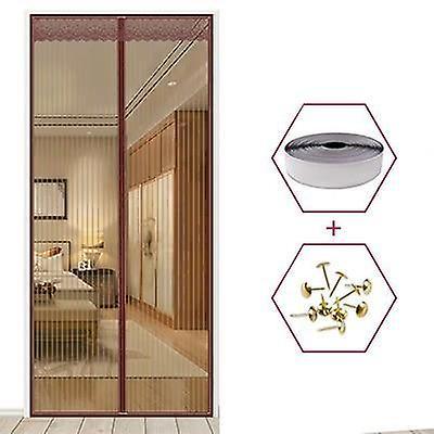 Slowmoose Magnetic Mesh Summer Anti Mosquito Curtains - Magic Encryption Net On The Door Stripe Coffee 80X200CM