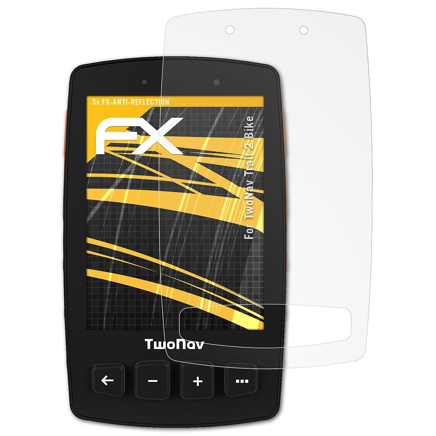 atFoliX 3x protective film compatible with TwoNav Trail 2 Bike armored film matt &shock resistant 05 FX ANTIREFLEX