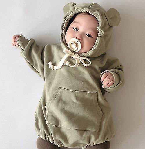 Slowmoose Little Bear Ears Hooded-romper And Pants For Babies 24M