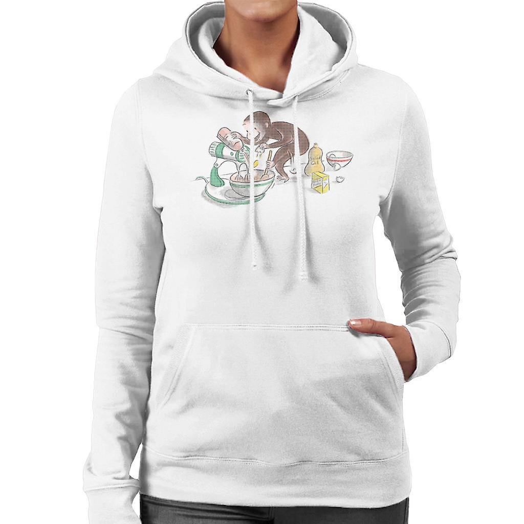 Curious George Cooking Women's Hooded Sweatshirt White Medium