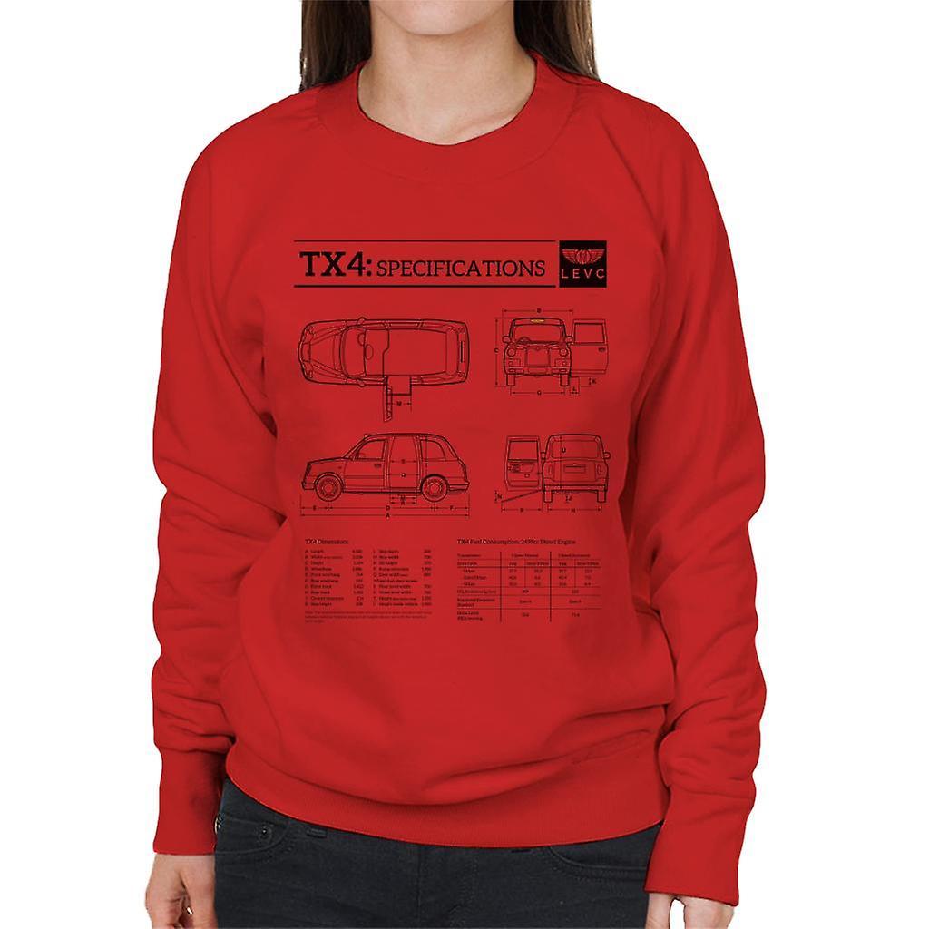 London Taxi Company TX4 Specifications Blueprint Women's Sweatshirt Red Small