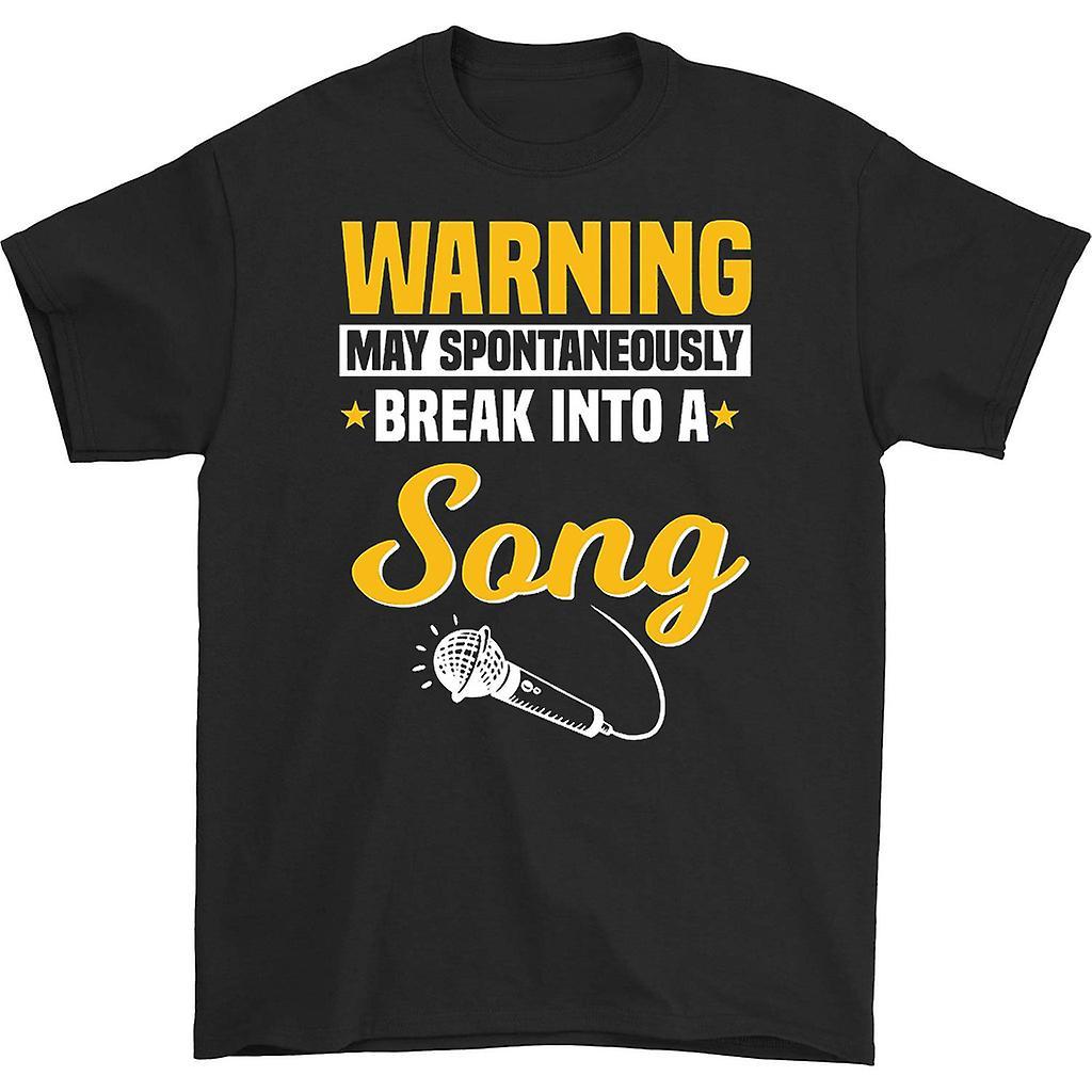 HISHARK Warning may spontaneously t-shirt Black S