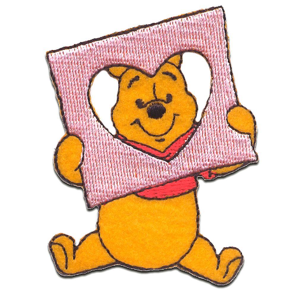 Patch / iron-on patch - WINNIE THE POOH "HEART FRAME" Disney - yellow - 7,5x5,8cm - Iron-on patches