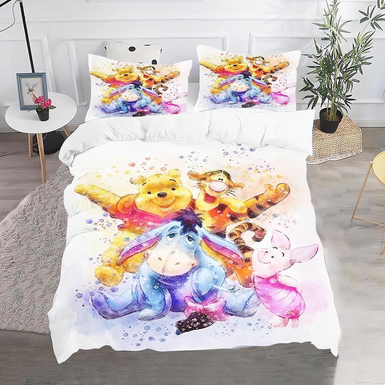 Kerota Winnie The Pooh Bedding Set with Duvet Cover, 3D Print Single135x200cm