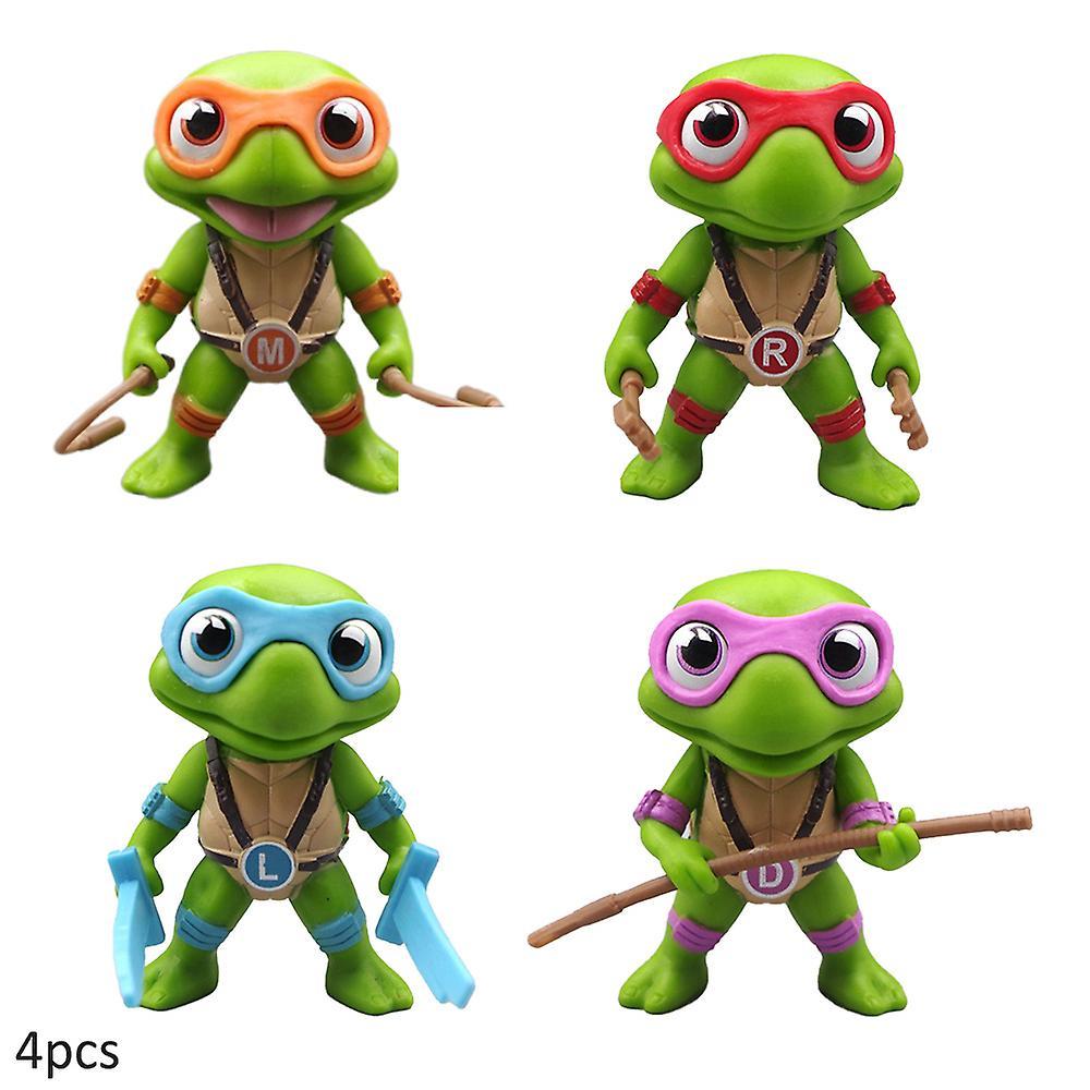 Shinestar 4Pcs Teenage Mutant Ninja Turtles Figures Cupcake Cake Toppers Decoration Birthday Party Baby Shower Supplies Gift