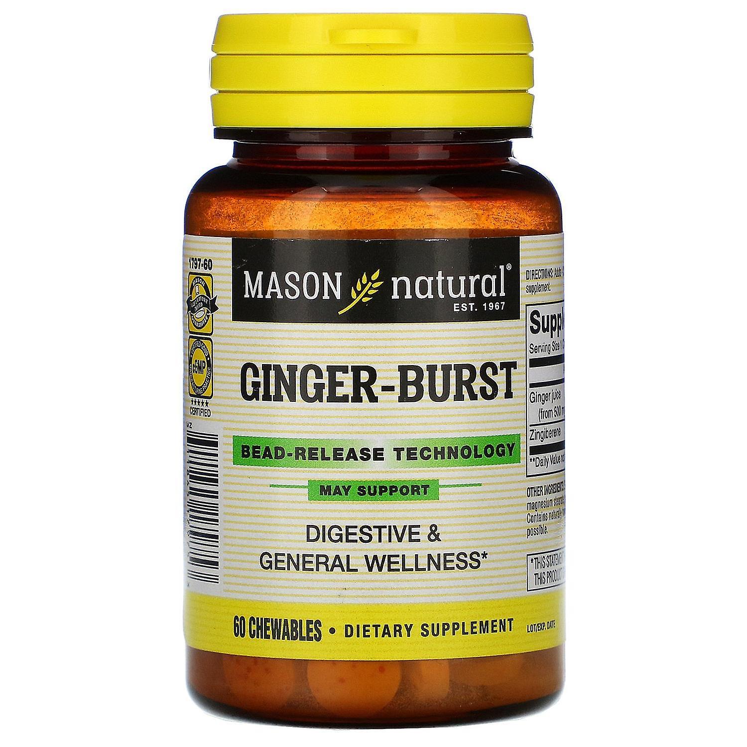 Mason Natural, Ginger-Burst, Bead-Release Technology, 60 Chewables