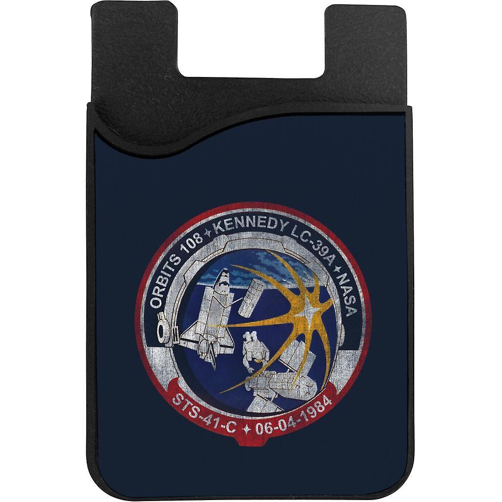 NASA STS 41 C Challenger Mission Badge Distressed Phone Card Holder Navy Blue 5.5cm x 8.5cm