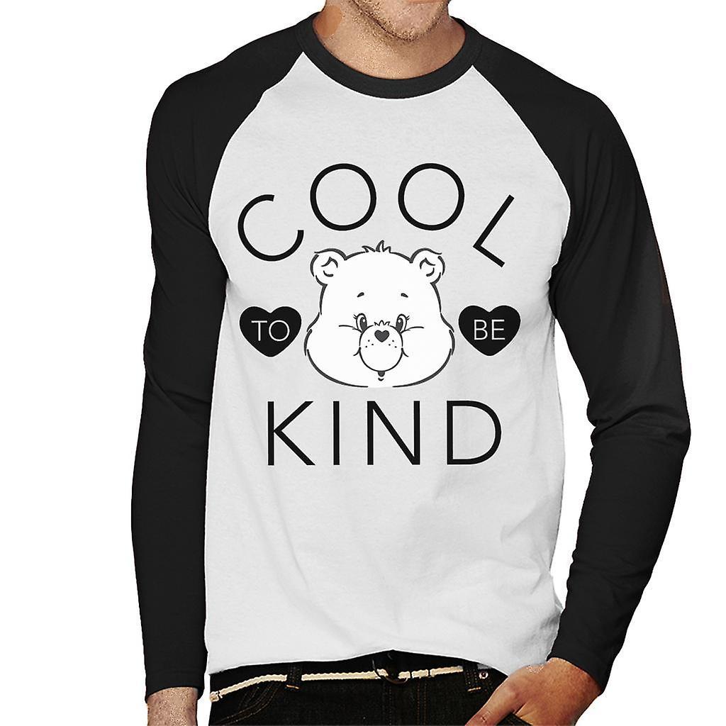 Care Bears Tenderheart Bear Cool To Be Kind Men's Baseball Long Sleeved T-Shirt White/Black Medium