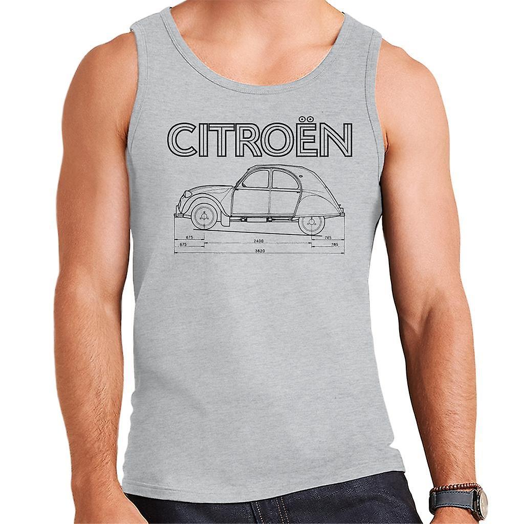 Citro�n Citroen 2CV Dimensions Black Diagram Men's Vest Heather Grey Medium