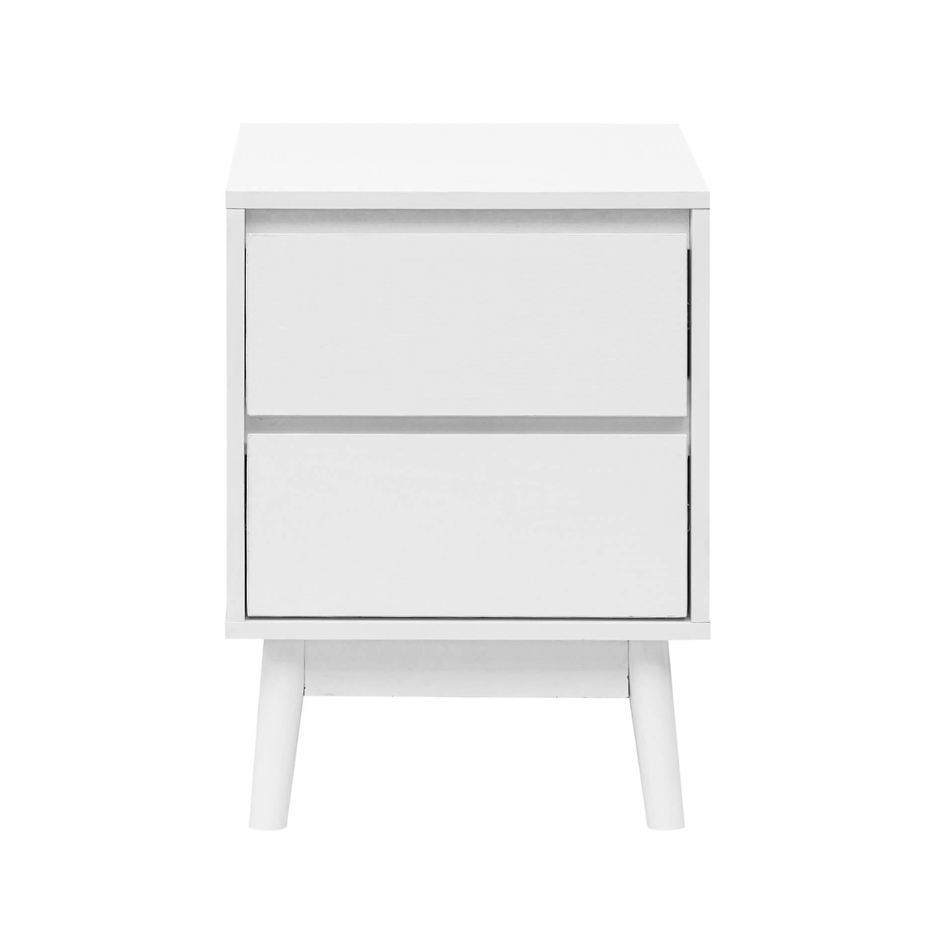 Mobili Rebecca Rebecca Furniture Bedside Table 2 Drawers Multipurpose Bedside Table White MDF Scandinavian Style