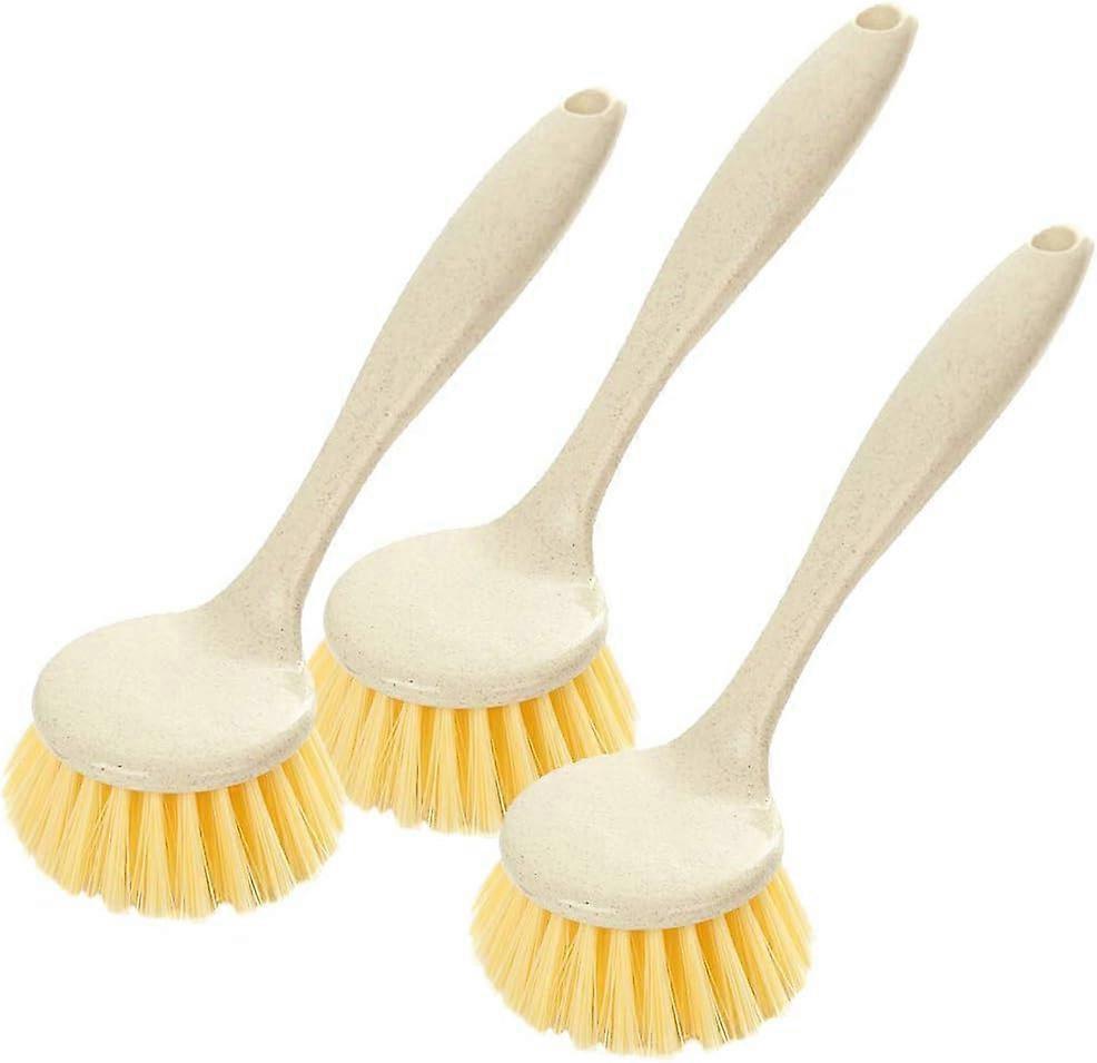 Xpba 3 Pack Dish Brush With Long Handle, Round Head, Cleaning Brush For Kitchen, Dishes, Pots And Pans, Plastic -21.5 X 6Cm-8