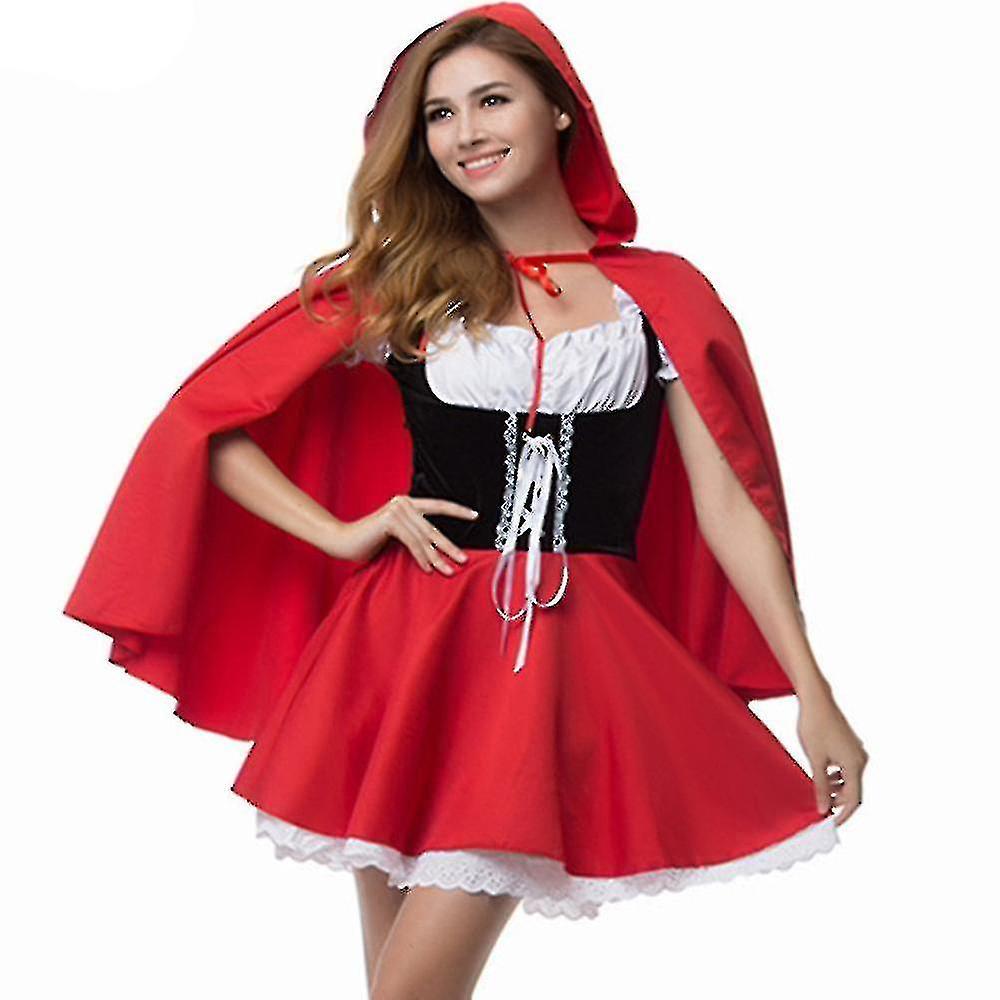 Xs-6xl Deluxe Adult Little Red Riding Hood Costume With Cape Women Disguise Halloween Party Princess Cosplay Fancy Dress L-Red Riding Hood