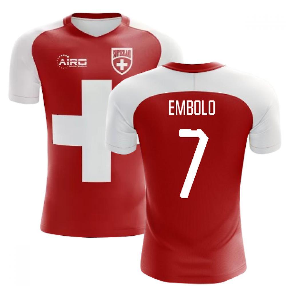 Airo Sportswear 2024-2025 Switzerland Flag Concept Football Shirt (Embolo 7) - Kids Red SB 25-27 inch Chest (66/69cm)