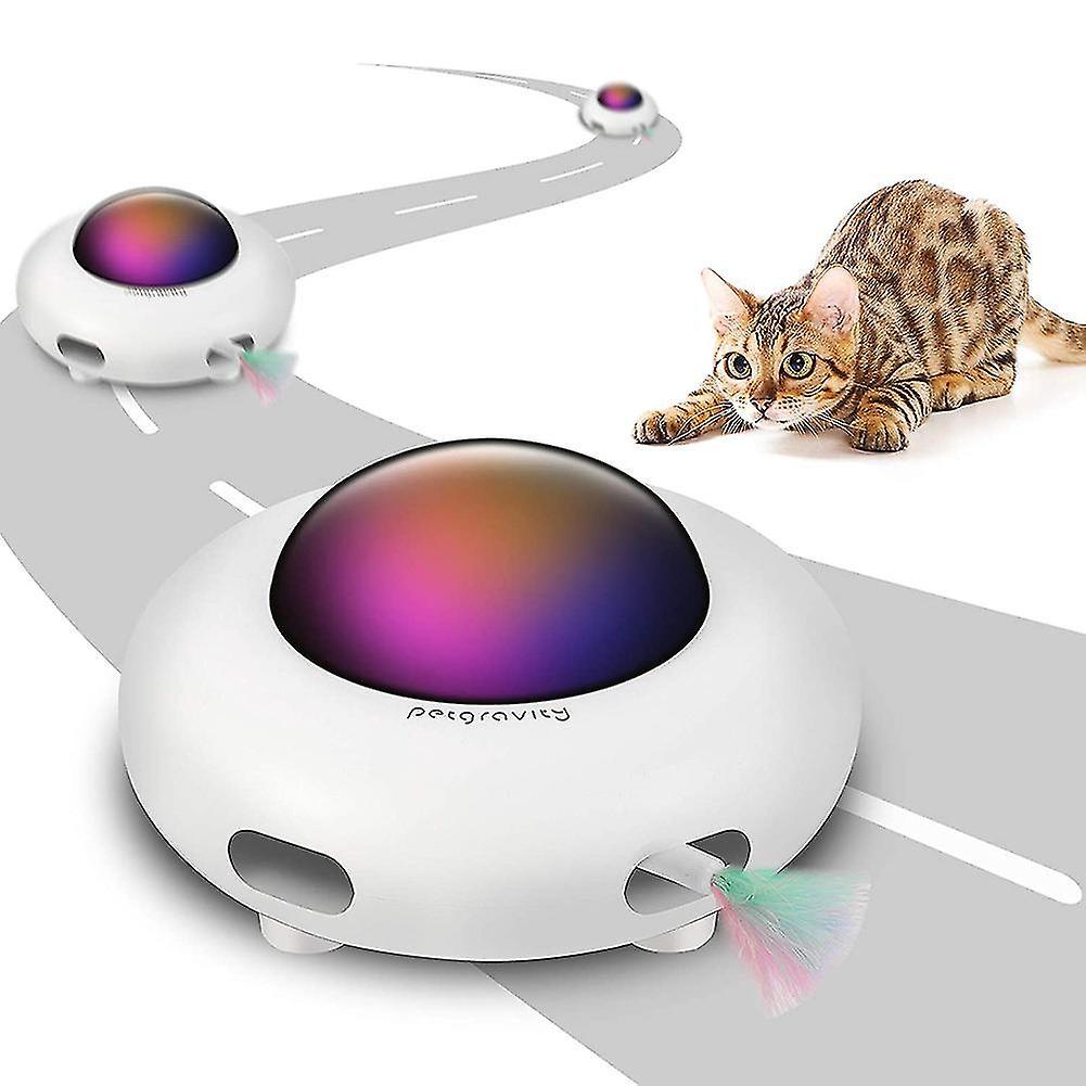 Tianzun Ufo Interactive Cat Toy, Automatic Cat Feather Mice Toys, Usb Smart Peekaboo Teaser, Automatic Teasing Spinning