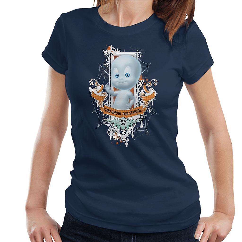 Casper The Friendly Ghost Too Ghoul For School Women's T-Shirt Navy Blue Large