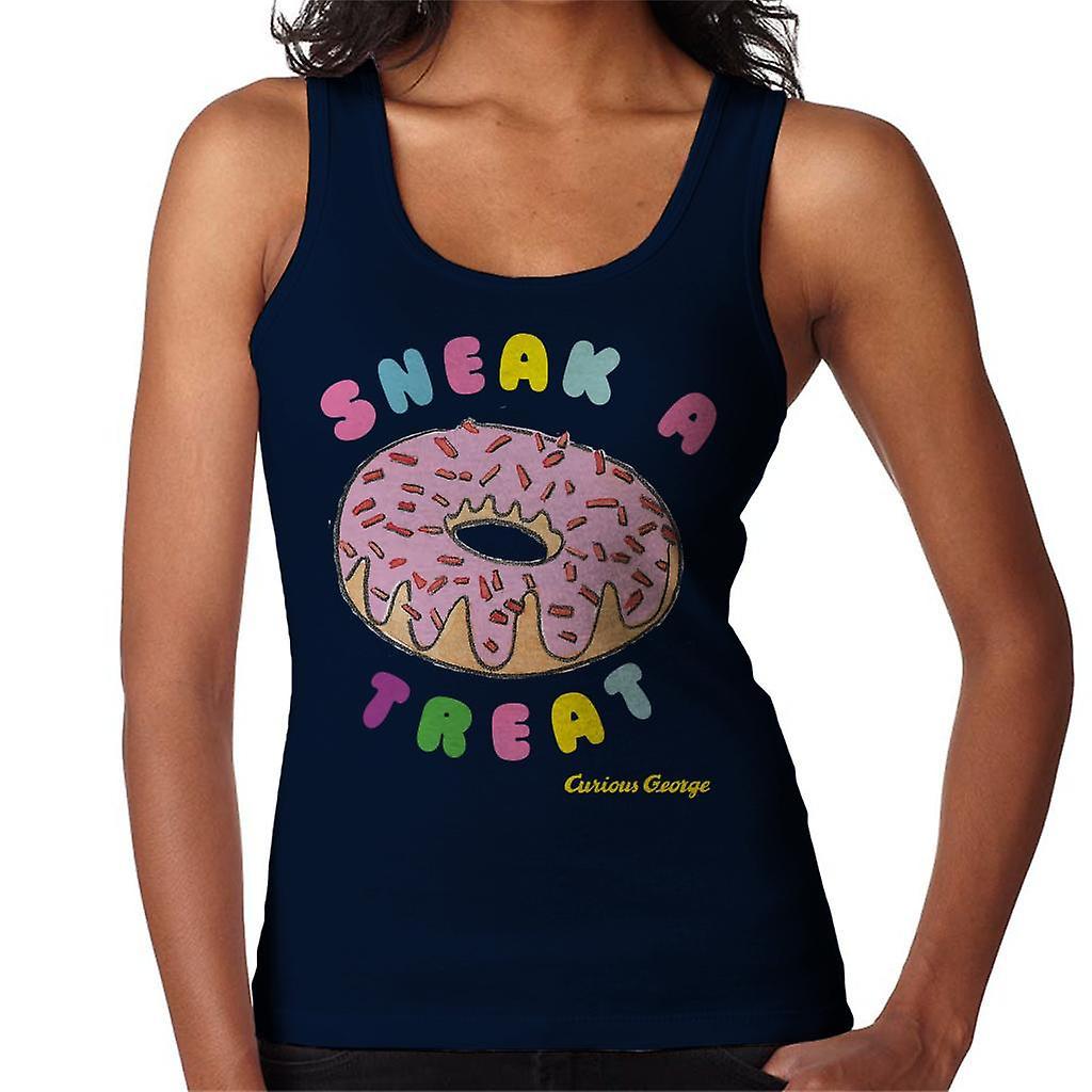 Curious George Sneak A Treat Donut Women's Vest Navy Blue Large