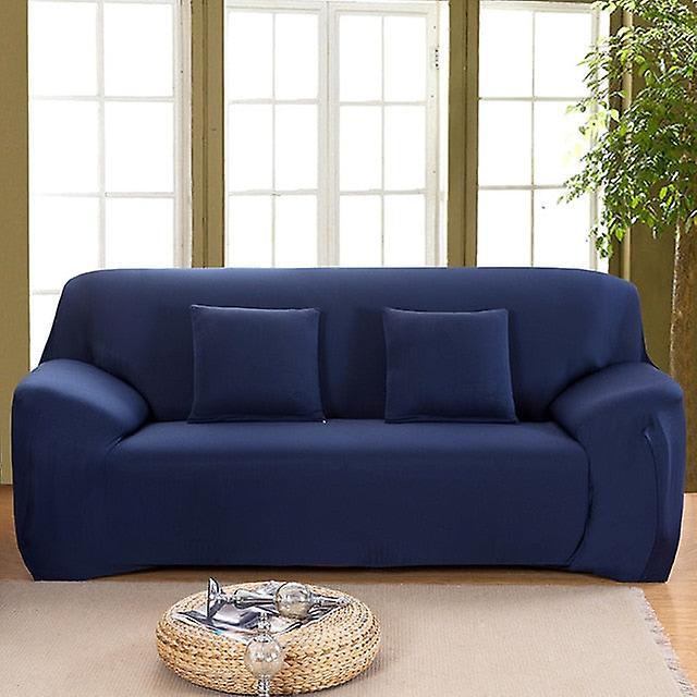 Slowmoose 1pc Elastic Sofa Cover Cotton - All Inclusive Stretch Slipcover Sofa Towel Navy 2-seater 145-185cm