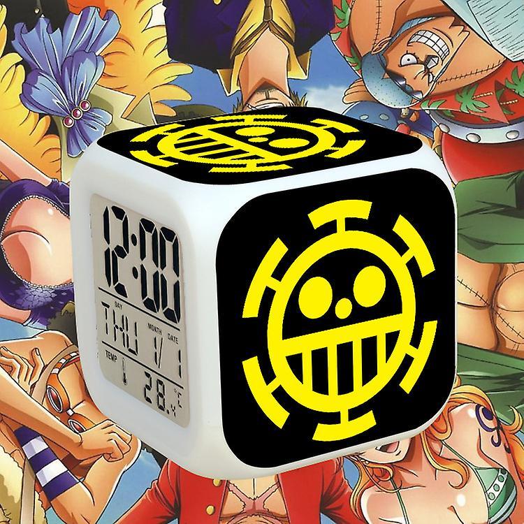 Qinwei Anime Alarm Clock One Piece LED Square Clock Digital Alarm Clock with Time, Temperature, Alarm, Date